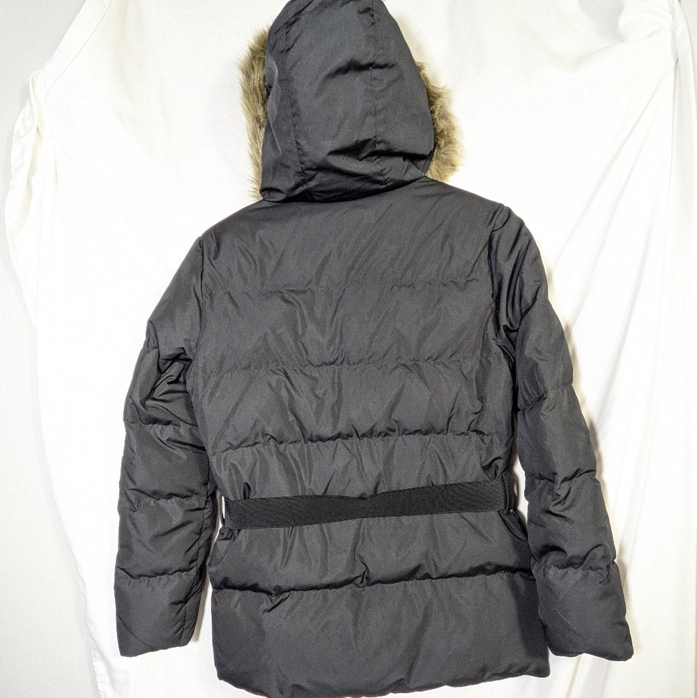 Lauren Ralph Lauren Women's Down Black Puffer Jacket Coat Faux Coyote Fur Trim L - Picture 4 of 13
